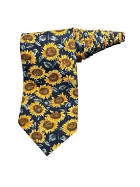 Ricco Cravette Sunflowers Floral Novelty Necktie 100% Silk